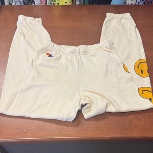 Aviator Nation Kids Cream Smiley Joggers